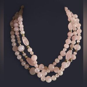 Elegant Pink Beaded Necklace, Pink Multi Strand Beaded Statement Necklace